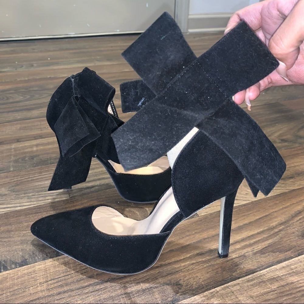 Big bow black Pointy Toe heels